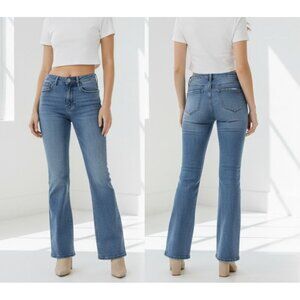 ✨Women's Wide Leg Stretch Jeans Size 5 Denim Medium Wash Mid Rise 5 Pockets New✨